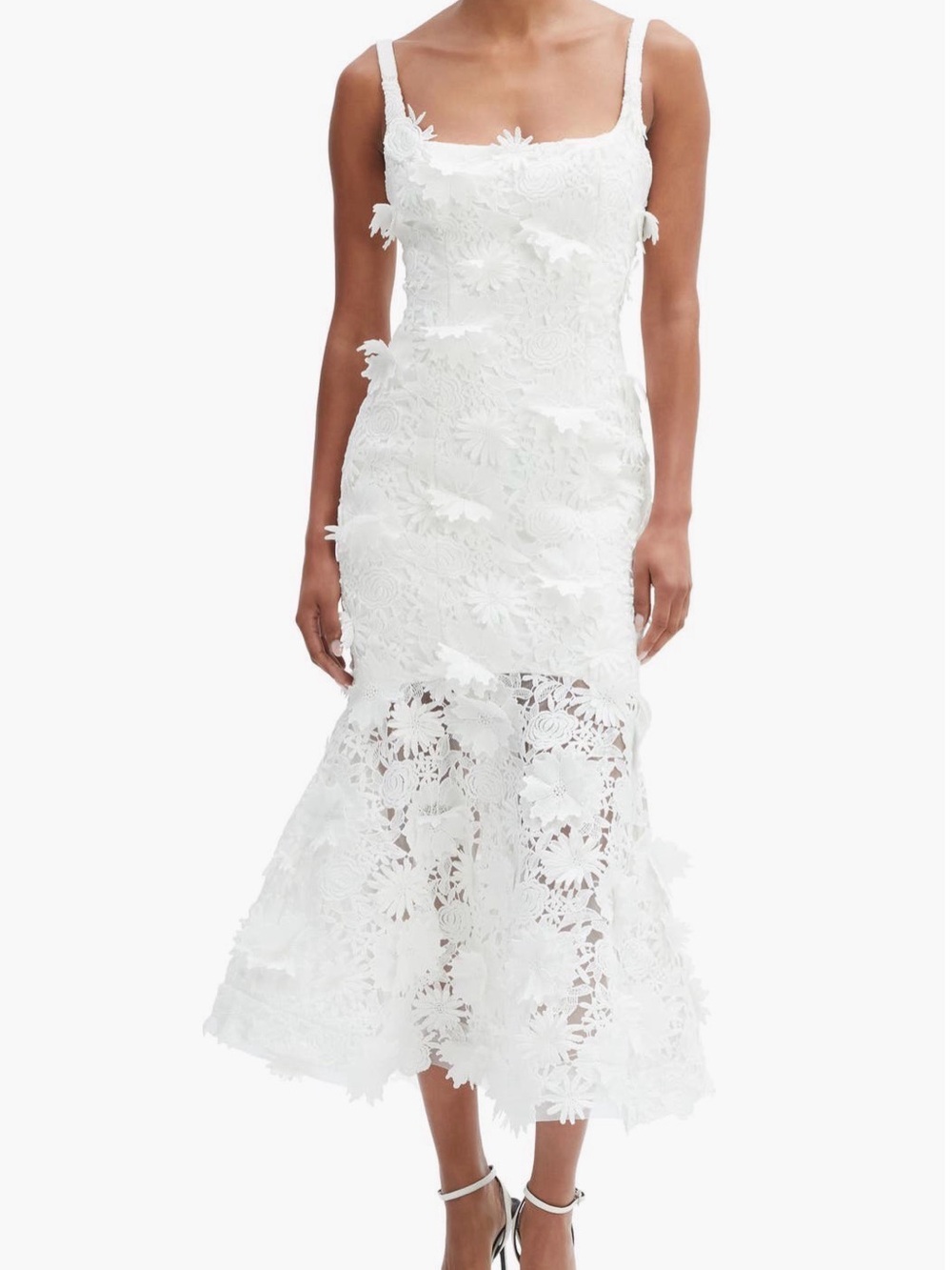 Bardot Marico White Lace Midi Dress